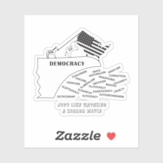 America Going Off The Cliff In Black Sticker (Vel)