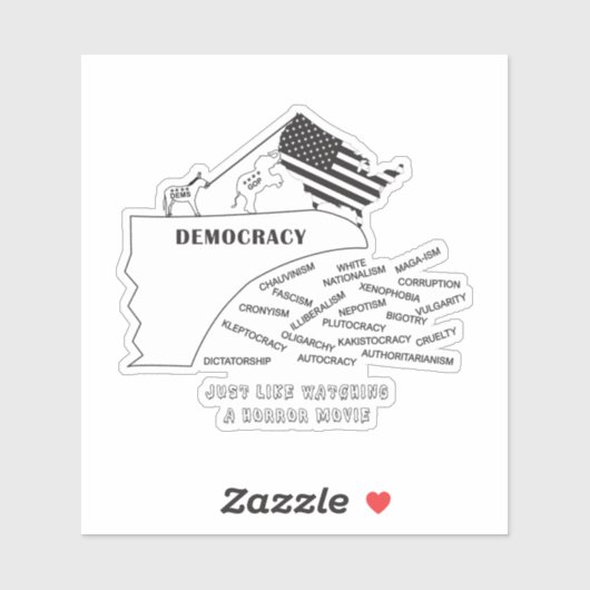 America Going Off The Cliff In Black Sticker (Vel)