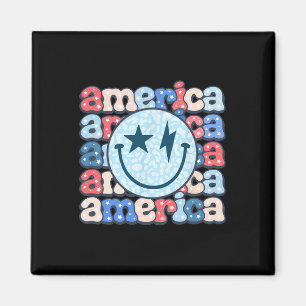 America Groovy Smile Shirt voor vrouwen 4 juli p Magneet