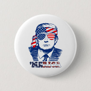 America Happy 4 juli Trump Amerikaanse Fl Ronde Button 5,7 Cm
