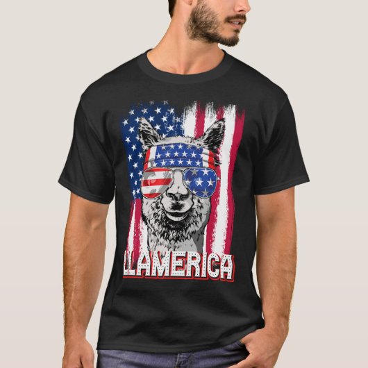 America Independence Day Flag Llama Llamerica T-shirt (Voorkant)