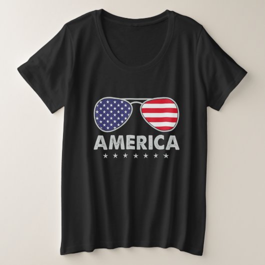 America Independence Day  Glasses Flag Men Boys Grote Maat T-shirt (Design voorkant)