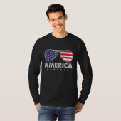 America Independence Day  Glasses Flag Men Boys T-shirt (Voorkant volledig)