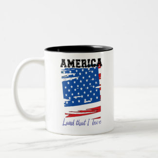 America, Land I Love, Distressed Verenigde Staten  Tweekleurige Koffiemok
