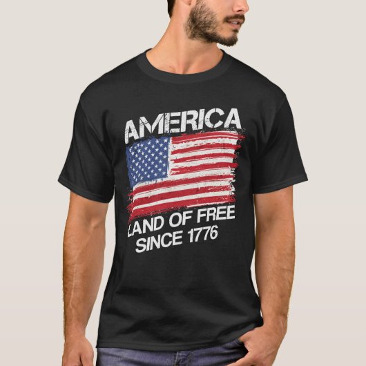 America Land of Free sinds 1776 Patriottisch Ameri T-shirt (Voorkant)