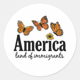America Land Of Immigrants Ronde Sticker