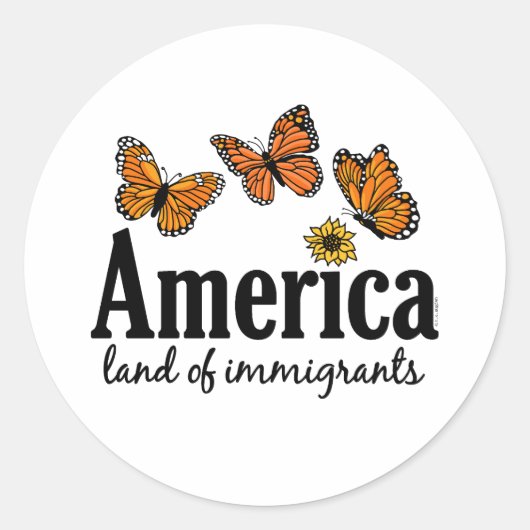 America Land Of Immigrants Ronde Sticker (Voorkant)