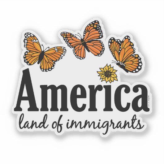 America Land Of Immigrants Sticker (Voorkant)