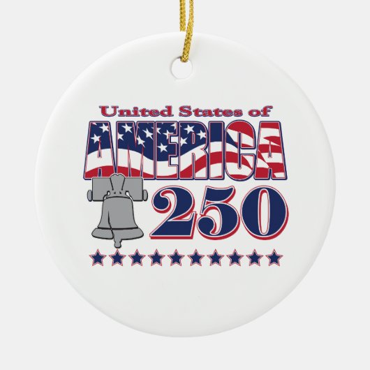 America Liberty Bell 250 Keramisch Ornament (Voorkant)