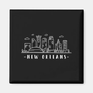 America Louisiana New Orleans Skyline Silhouette Magneet
