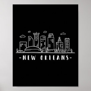 America Louisiana New Orleans Skyline Silhouette Poster