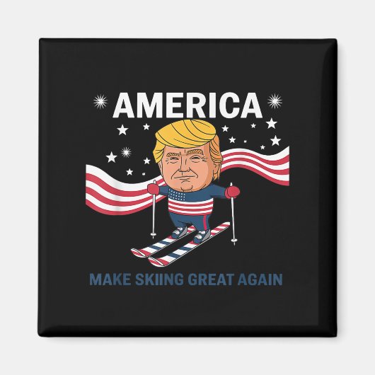 America Make Skiing Great Again Donald Trump  Magneet (Voorkant)
