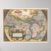 America Map Ortelius Theatrum 1570 Poster (Voorkant)