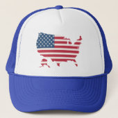 America Map USA Flag Patriotic Snapback Hat Trucker Pet (Voorkant)
