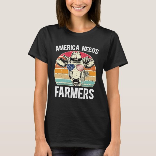 America Needs Farmers Support Country Farming In U T-shirt (Voorkant)