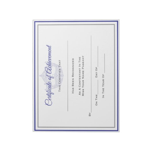 America Pageant Crown Certificate Achievement Awar Notitieblok (Linkerzijde)