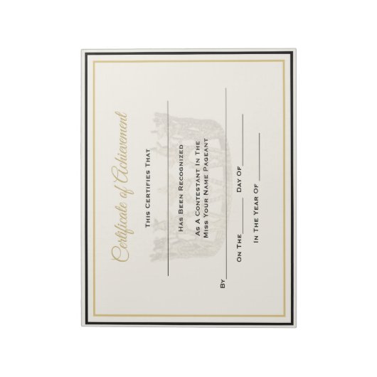 America Pageant Crown Certificate Achievement Awar Notitieblok (Linkerzijde)