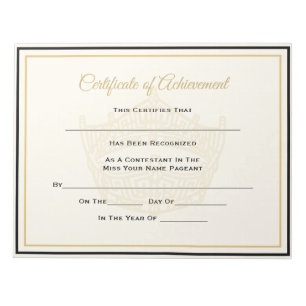 America Pageant Crown Certificate Achievement Awar Notitieblok