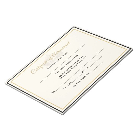 America Pageant Crown Certificate Achievement Awar Notitieblok (Schuin)