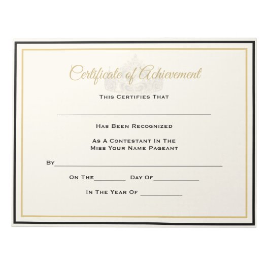 America Pageant Crown Certificate Achievement Awar Notitieblok (Voorkant)