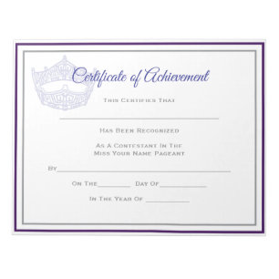 America Pageant Crown Certificate Achievement Awar Notitieblok
