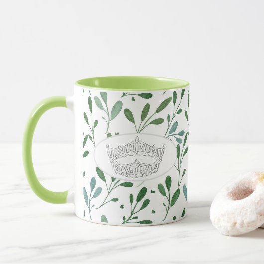 America Pageant Crown Leaf Print Twee Tone Mok (Met donut)