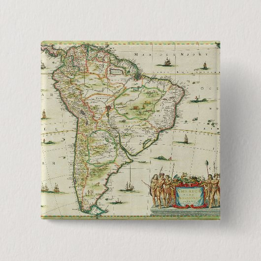 America Pars Meridionalis, bladzijde 93 van 'Atlas Vierkante Button 5,1 Cm (Voorkant)