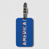 America Patriotic Shimmer Word Art Bagagelabel (Voorkant (verticaal))