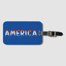 America Patriotic Shimmer Word Art Bagagelabel