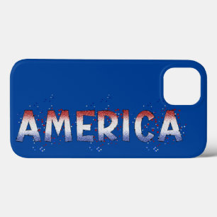 America Patriotic Shimmer Word Art Case-Mate iPhone Case