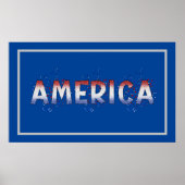 America Patriotic Shimmer Word Art Poster (Voorkant)