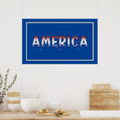 America Patriotic Shimmer Word Art Poster (Keuken)