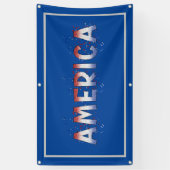 America Patriotic Shimmer Word Art Spandoek (Verticaal)