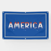 America Patriotic Shimmer Word Art Spandoek (Horizontaal)