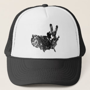 America Peace V Sign Dove, Grunge Trucker Pet