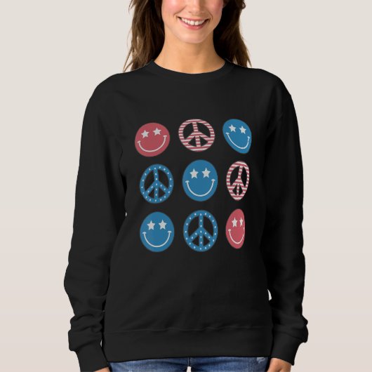 America Peace Vibes Hippie Tee 4th Of July Indepen Trui (Voorkant)