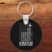 America Pride Us Flag Faith Over Fear Christian Bi Sleutelhanger (Voorkant)