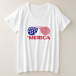 America Red White Blue-zonnebril Grote Maat T-shirt