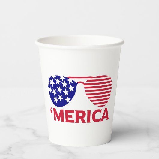 America Red White Blue-zonnebril Papieren Bekers (Achterkant)