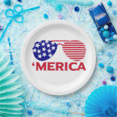America Red White Blue-zonnebril Papieren Bordje (Feest)