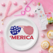 America Red White Blue-zonnebril Papieren Bordje (Feest)