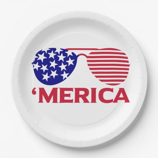 America Red White Blue-zonnebril Papieren Bordje (Voorkant)
