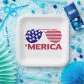 America Red White Blue-zonnebril Papieren Bordje (Feest)