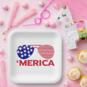 America Red White Blue-zonnebril Papieren Bordje (Feest)