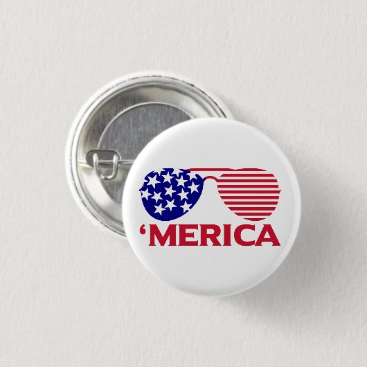 America Red White Blue-zonnebril Ronde Button 3,2 Cm (Voorkant /achterkant)