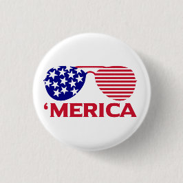 America Red White Blue-zonnebril Ronde Button 3,2 Cm