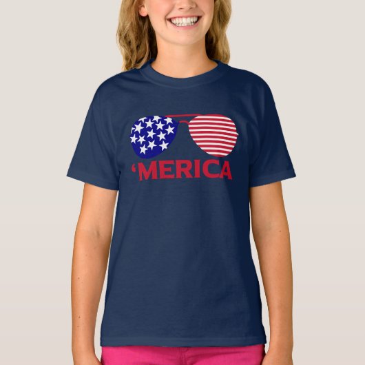 America Red White Blue-zonnebril T-shirt (Voorkant)