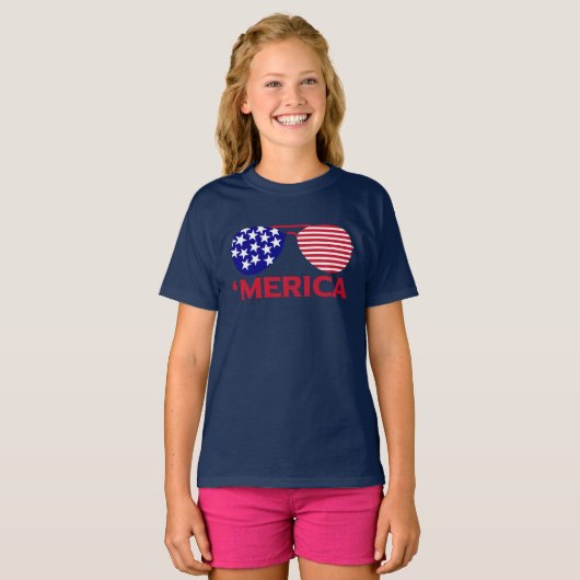 America Red White Blue-zonnebril T-shirt (Voorkant volledig)