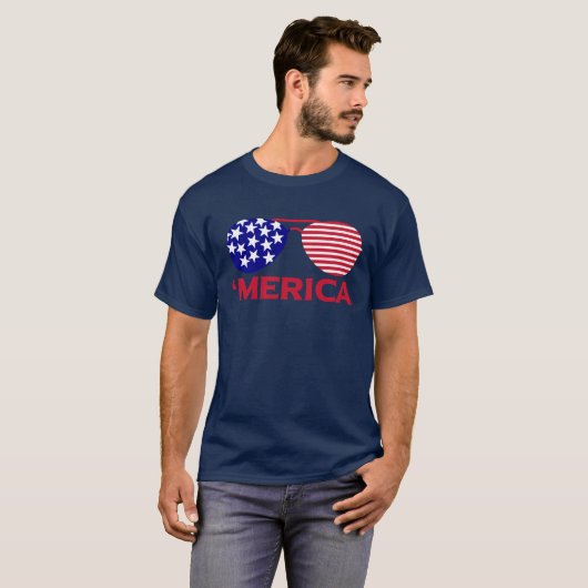 America Red White Blue-zonnebril T-shirt (Voorkant volledig)