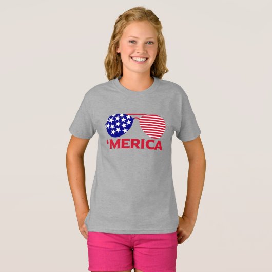 America Red White Blue-zonnebril T-shirt (Voorkant volledig)